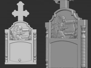 Memorial Tombstone with Angel 3D Print Model