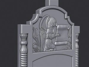 Memorial Tombstone with Angel 3D Print Model