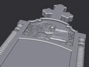 Memorial Tombstone with Angel 3D Print Model