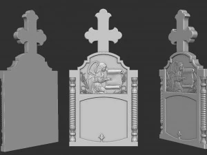 Memorial Tombstone with Angel 3D Print Model