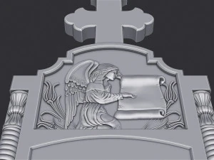 Memorial Tombstone with Angel 3D Print Model