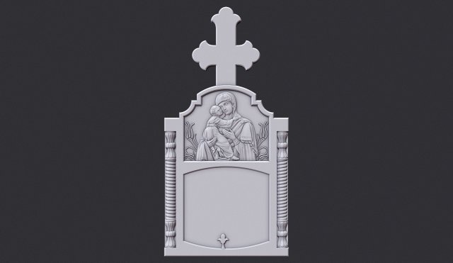 Memorial Tombstone with Cross 3D प्रिंट मॉडल .c4d .max .obj .3ds .fbx .stl .blend 