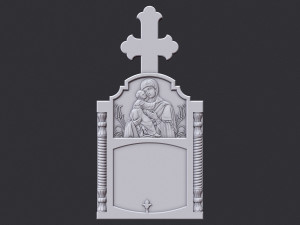 Memorial Tombstone with Cross 3D Print Model