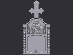 Memorial Tombstone with Cross 3D Print Model