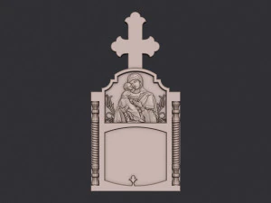 Memorial Tombstone with Cross 3D Print Model