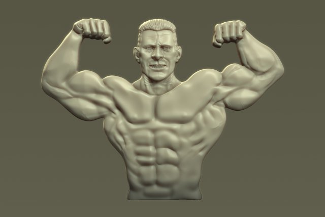 Male Bodybuilder Bas Relief 3D Принт Модель .c4d .max .obj .3ds .fbx .stl .blend 