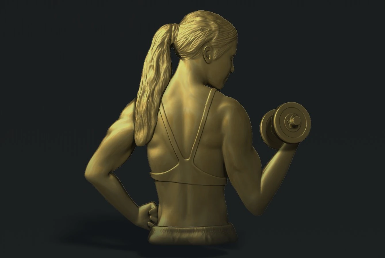 Female Bodybuilder Bas Relief 3D Print Model .c4d .max .obj .3ds .fbx .stl .blend