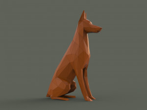 Doberman Pinscher Low Poly 3Dモデル