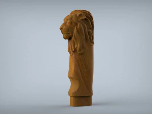 Lion Head Knife Handle 3D Print Model