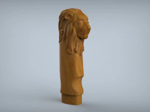 Lion Head Knife Handle 3D Print Model