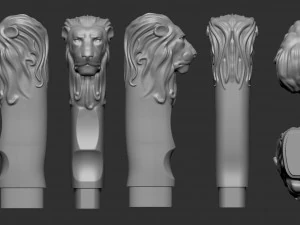 Lion Head Knife Handle 3D Print Model