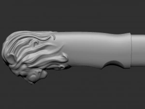 Lion Head Knife Handle 3D Print Model
