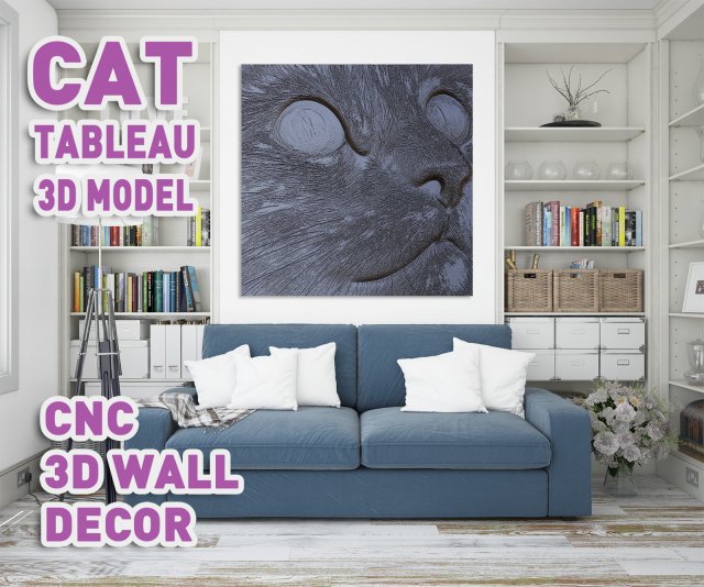 Cat head 3d tableau 3D प्रिंट मॉडल .c4d .max .obj .3ds .fbx .stl .blend 