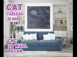 Cat head 3d tableau Modelo de impresión 3D