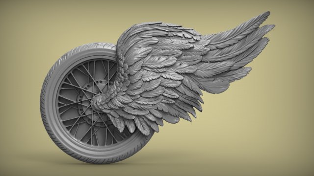 Winged wheel 3D-Druckmodell .c4d .max .obj .3ds .fbx .stl .blend 