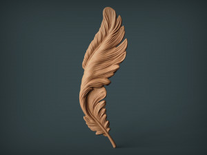 Feather Bas-Relief 3D Print Model