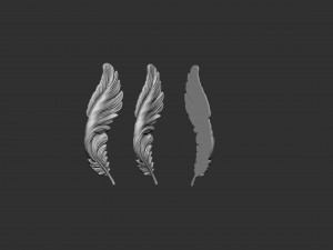 Feather Bas-Relief 3D Print Model