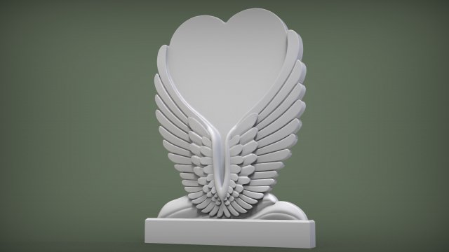 Angel Wings and Heart Memorial Modelo de Impressão 3D .c4d .max .obj .3ds .fbx .stl .blend 
