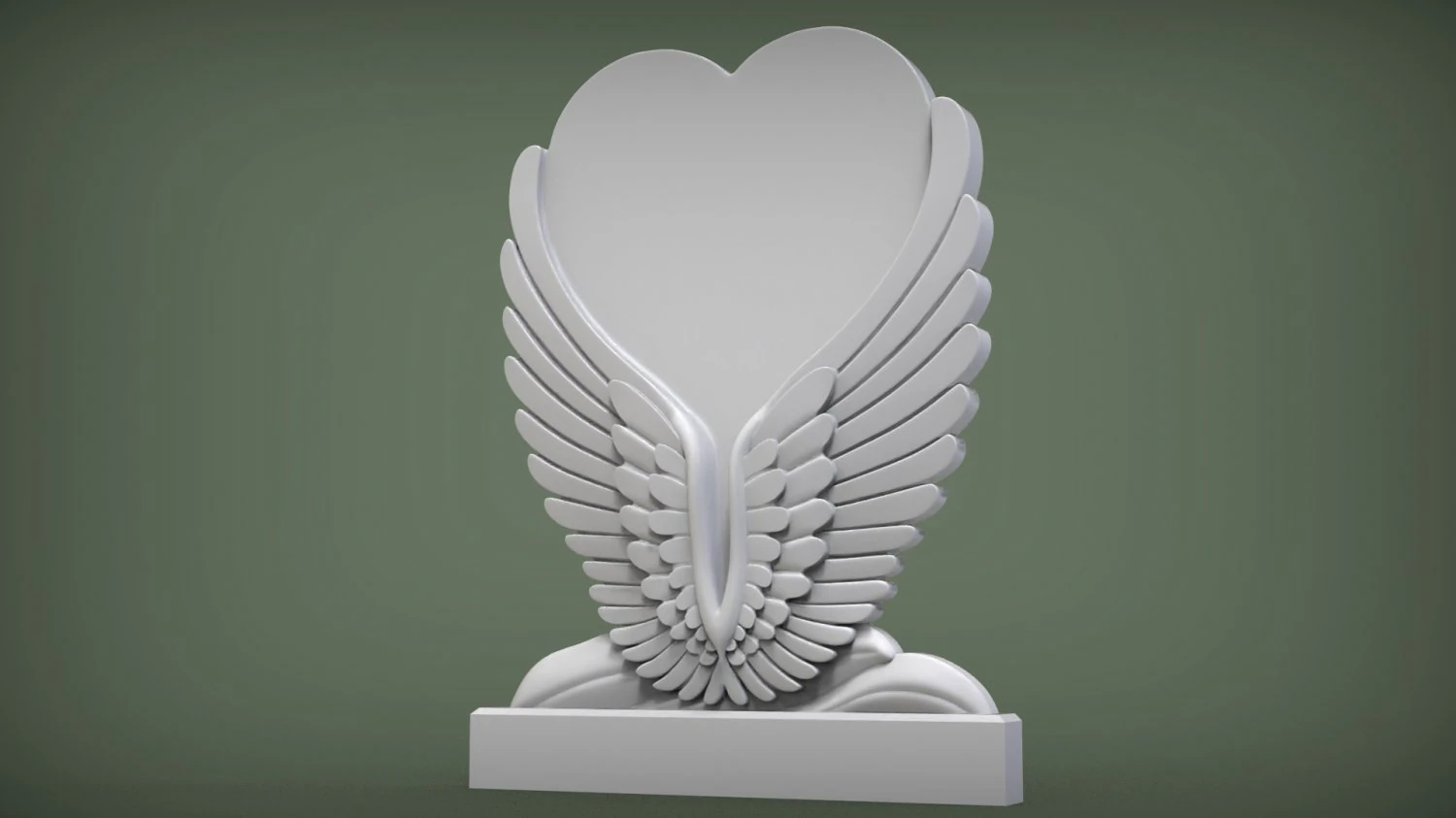 Angel Wings and Heart Memorial 3D Print Model .c4d .max .obj .3ds .fbx .stl .blend 