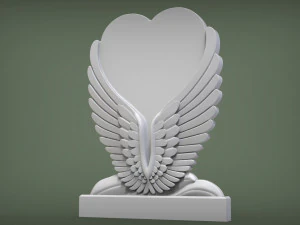 Мемориал &laquo;Крылья ангела и сердце&raquo; 3D Принт Модель