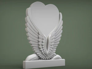 Angel Wings and Heart Memorial 3D Print Model