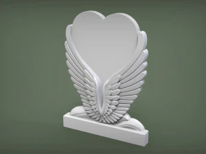 Angel Wings and Heart Memorial 3D Print Model