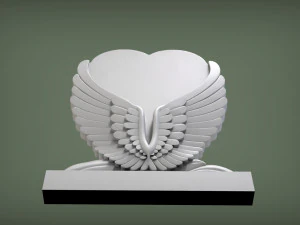 Angel Wings and Heart Memorial 3D Print Model