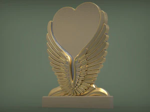 Angel Wings and Heart Memorial 3D Print Model