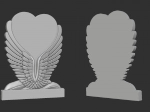 Angel Wings and Heart Memorial Modelo de Impressão 3D