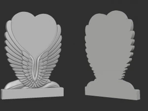 Angel Wings and Heart Memorial 3D Print Model