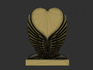 Angel Wings and Heart Memorial 3D Print Model