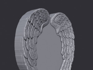 Angel Wings and Heart 3D Print Model