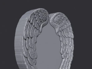 Angel Wings and Heart 3D Print Model