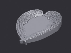 Angel Wings and Heart 3D Print Model