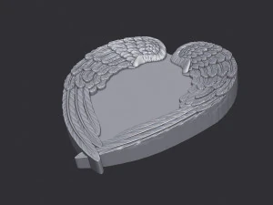 Angel Wings and Heart 3D Print Model