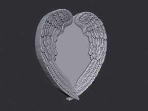 Angel Wings and Heart 3D Print Model