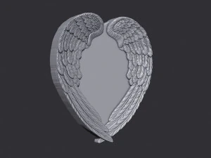 Angel Wings and Heart 3D Print Model