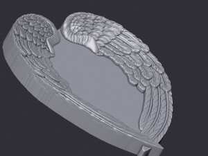 Angel Wings and Heart 3D Print Model