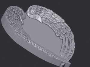 Angel Wings and Heart 3D Print Model