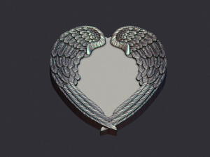Angel Wings and Heart 3D Print Model
