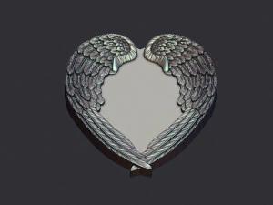 Angel Wings and Heart 3D Print Model