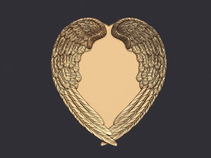 Angel Wings and Heart 3D Print Model