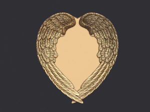 Angel Wings and Heart 3D Print Model