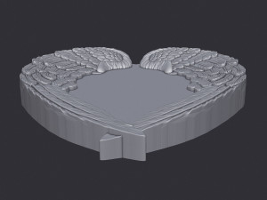 Angel Wings and Heart 3D Print Model