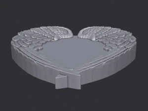 Angel Wings and Heart 3D Print Model