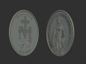 Virgen Milagrosa Miraculous Medal 3D Print Model