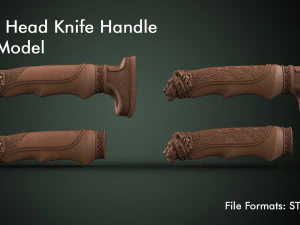 Lion Head Knife Handle 3D Print Model