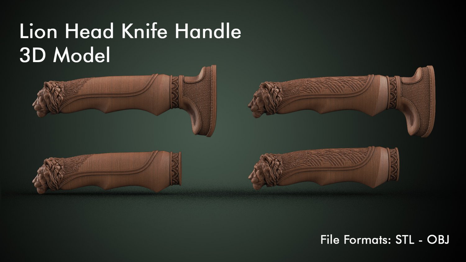 Lion Head Knife Handle 3D Print Model in Hand Tools 3DExport