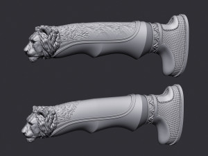 Lion Head Knife Handle Modelo de Impressão 3D