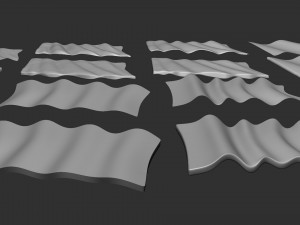 Wavy Flags Set 3D Принт Модель